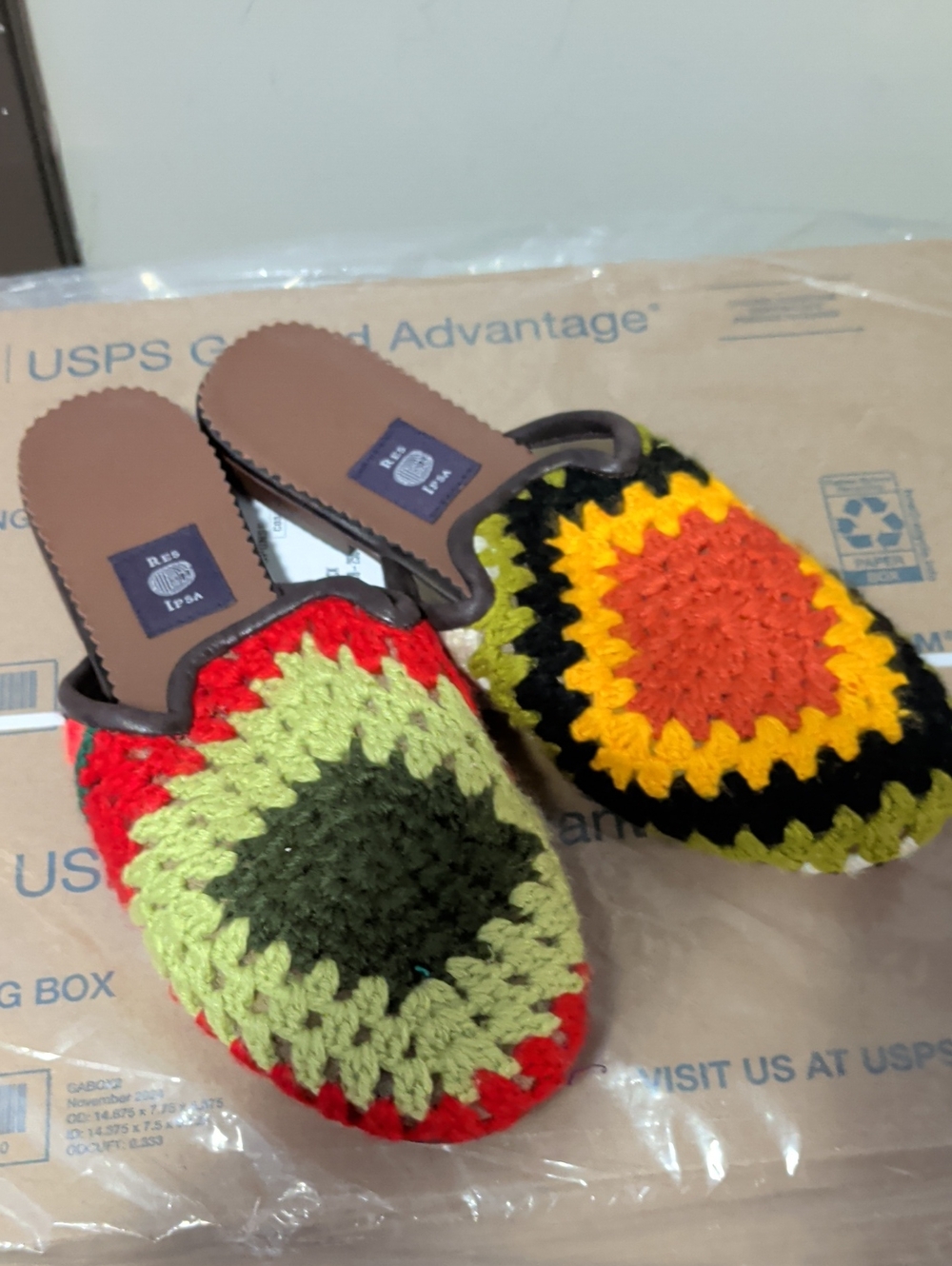 Crocheted Men's Sandals - Red, Green, Yellow